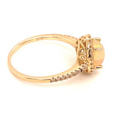 Anillo con ópalo y diamantes en oro amarillo 14kt