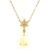 Collar con ópalo y diamantes en oro amarillo 10kt. 46CM