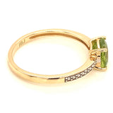 Anillo con peridoto y diamantes en oro amarillo 14kt