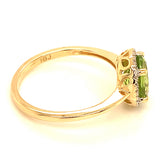 Anillo con peridoto y diamantes en oro amarillo 14kt