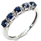 Anillo con zafiro y diamantes en oro blanco 10KT