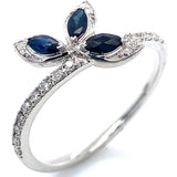 Anillo con zafiro y diamantes en oro blanco 14KT