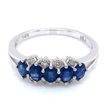 Anillo con zafiro y diamantes en oro blanco 14KT