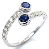 Anillo con zafiro y diamantes en oro blanco 14KT