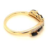 Anillo con zafiro y diamantes en oro amarillo 10KT