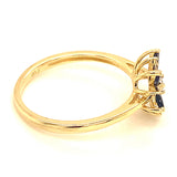 Anillo con zafiro y diamantes en oro amarillo 10KT