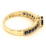 Anillo con zafiro y diamantes en oro amarillo 10KT