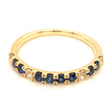 Anillo con zafiros blancos y azules en oro amarillo 14KT