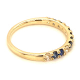 Anillo con zafiros blancos y azules en oro amarillo 14KT