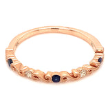 Anillo con zafiro y diamantes en oro rosado 14kt