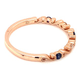 Anillo con zafiro y diamantes en oro rosado 14kt