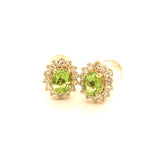 Aretes con Peridoto y diamantes en oro amarillo 10kt