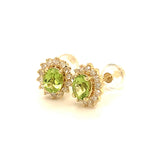 Aretes con Peridoto y diamantes en oro amarillo 10kt