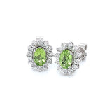 Aretes con peridoto y diamantes en oro blanco 10kt