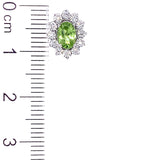 Aretes con peridoto y diamantes en oro blanco 10kt