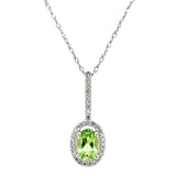 Collar con Peridoto y diamantes en oro blanco 14kt. 46cm