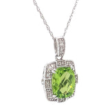 Collar con Peridoto y diamantes en oro blanco 10kt. 46cm