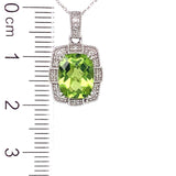 Collar con Peridoto y diamantes en oro blanco 10kt. 46cm