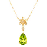 Collar con Peridoto y diamantes en oro amarillo 10kt. 46cm