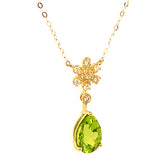 Collar con Peridoto y diamantes en oro amarillo 10kt. 46cm