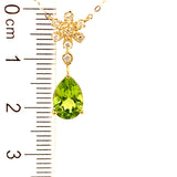 Collar con Peridoto y diamantes en oro amarillo 10kt. 46cm