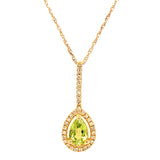 Collar con Peridoto y diamantes en oro amarillo 14kt. 46cm