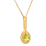Collar con Peridoto y diamantes en oro amarillo 14kt. 46cm