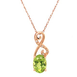 Collar con Peridoto y diamantes en oro rosado 14kt. 46cm
