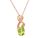 Collar con Peridoto y diamantes en oro rosado 14kt. 46cm
