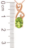 Collar con Peridoto y diamantes en oro rosado 14kt. 46cm