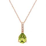 Collar con Peridoto y diamantes en oro rosado 14kt. 46cm