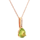 Collar con Peridoto y diamantes en oro rosado 14kt. 46cm