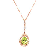 Collar con Peridoto y diamantes en oro rosado 14kt. 46cm