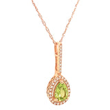 Collar con Peridoto y diamantes en oro rosado 14kt. 46cm