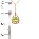 Collar con Peridoto y diamantes en oro rosado 14kt. 46cm