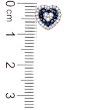 Aretes (corazón) con zafiro y diamantes en oro blanco 14kt
