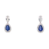 Aretes con zafiro y diamantes en oro blanco 14kt