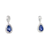 Aretes con zafiro y diamantes en oro blanco 14kt