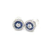 Aretes con zafiro y diamantes en oro blanco 14kt