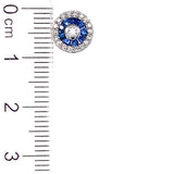 Aretes con zafiro y diamantes en oro blanco 14kt