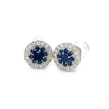Aretes con zafiro y diamantes en oro blanco 14kt