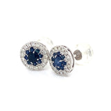 Aretes con zafiro y diamantes en oro blanco 14kt