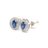 Aretes con zafiro y diamantes en oro blanco 10kt