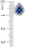 Aretes con zafiro y diamantes en oro blanco 14kt