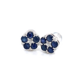 Aretes con zafiro y diamantes en oro blanco 10kt