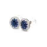Aretes con zafiro y diamantes en oro blanco 14kt