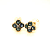 Aretes con zafiro y diamantes en oro amarillo 14kt