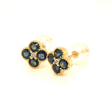 Aretes con zafiro y diamantes en oro amarillo 14kt