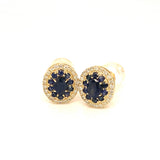 Aretes con zafiro y diamantes en oro amarillo 14kt