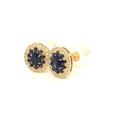 Aretes con zafiro y diamantes en oro amarillo 14kt